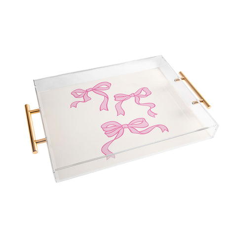 April Lane Art Pink Bows Acrylic Tray