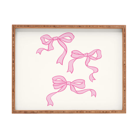 April Lane Art Pink Bows Rectangular Tray