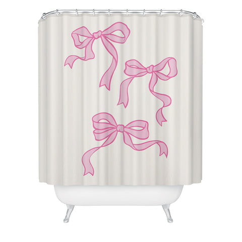 April Lane Art Pink Bows Shower Curtain