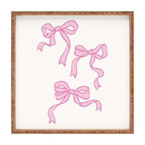 April Lane Art Pink Bows Square Tray