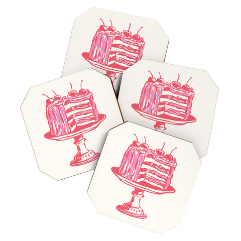 April Lane Art Pink Cake Coaster Set