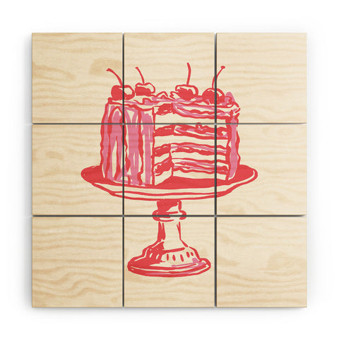 April Lane Art Pink Cake Wood Wall Mural