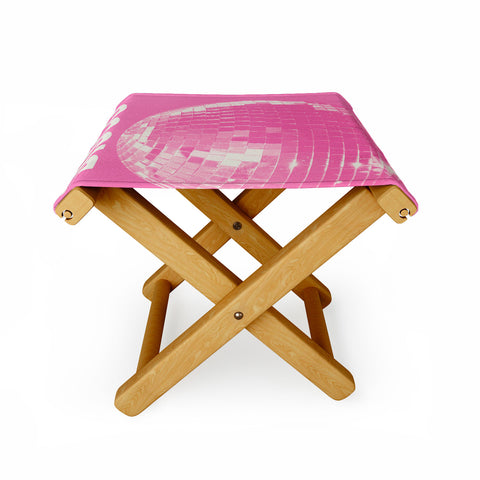 April Lane Art Pink Disco Ball I Folding Stool