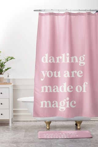 April Lane Art Pink Magic Shower Curtain And Mat
