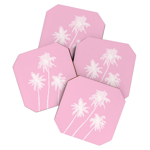 April Lane Art Pink Palm Trees Coaster Set