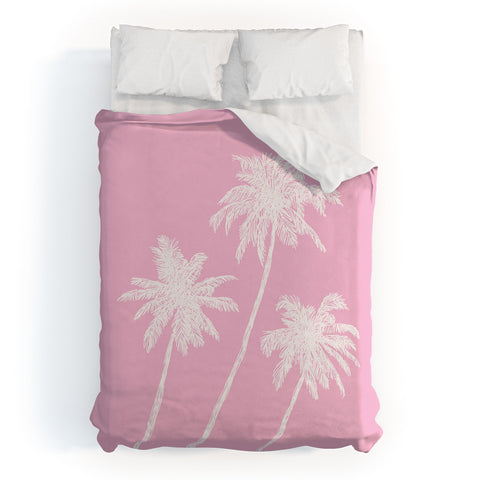 April Lane Art Pink Palm Trees Duvet Cover