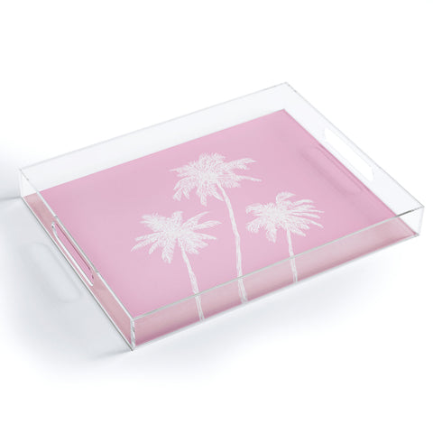 April Lane Art Pink Palm Trees Acrylic Tray