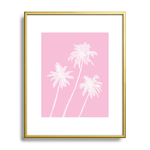 April Lane Art Pink Palm Trees Metal Framed Art Print