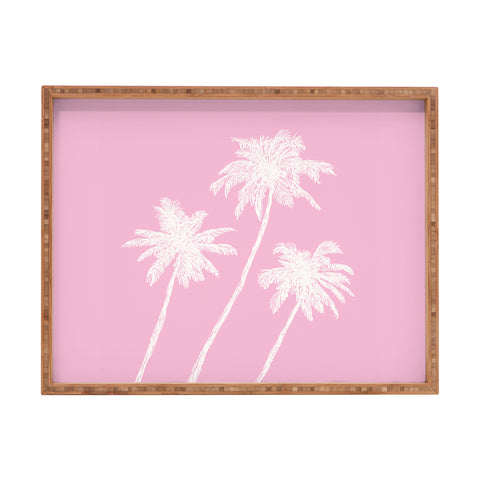 April Lane Art Pink Palm Trees Rectangular Tray