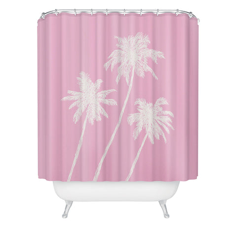 April Lane Art Pink Palm Trees Shower Curtain