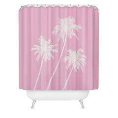 April Lane Art Pink Palm Trees Shower Curtain
