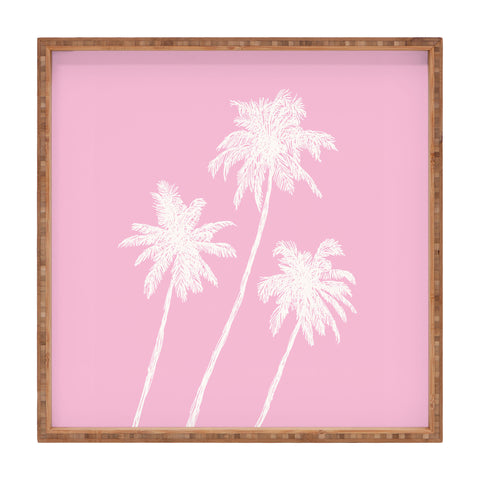 April Lane Art Pink Palm Trees Square Tray