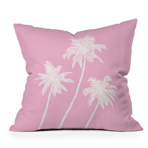April Lane Art Pink Palm Trees Outdoor Throw Pillow