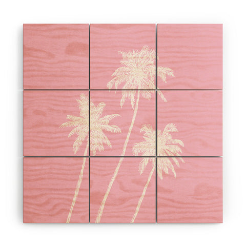 April Lane Art Pink Palm Trees Wood Wall Mural