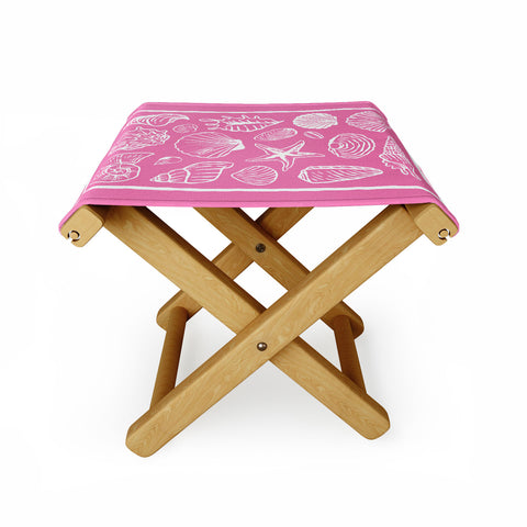 April Lane Art Pink Seashells Folding Stool