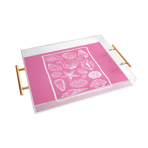 April Lane Art Pink Seashells Acrylic Tray