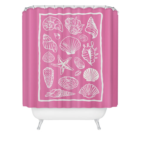 April Lane Art Pink Seashells Shower Curtain