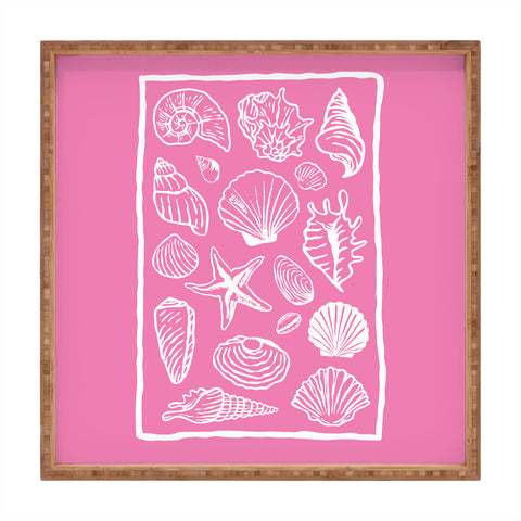 April Lane Art Pink Seashells Square Tray