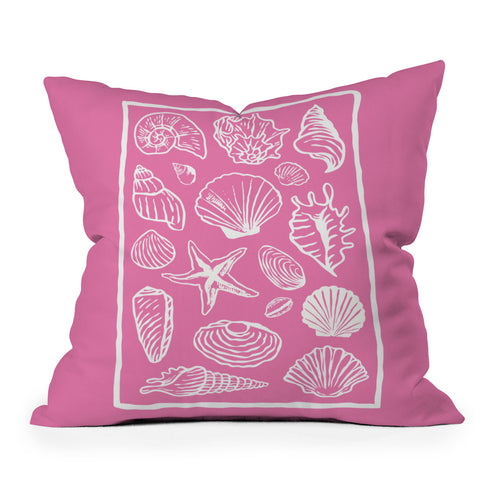 April Lane Art Pink Seashells Outdoor Throw Pillow