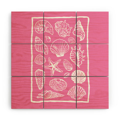 April Lane Art Pink Seashells Wood Wall Mural