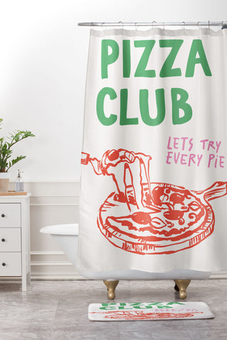 April Lane Art Pizza Club Shower Curtain And Mat