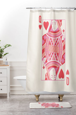 April Lane Art Queen of Hearts II Shower Curtain And Mat