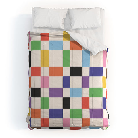 April Lane Art Rainbow Checkered Comforter