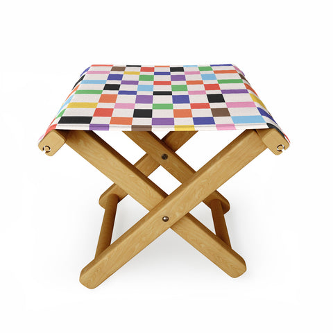 April Lane Art Rainbow Checkered Folding Stool