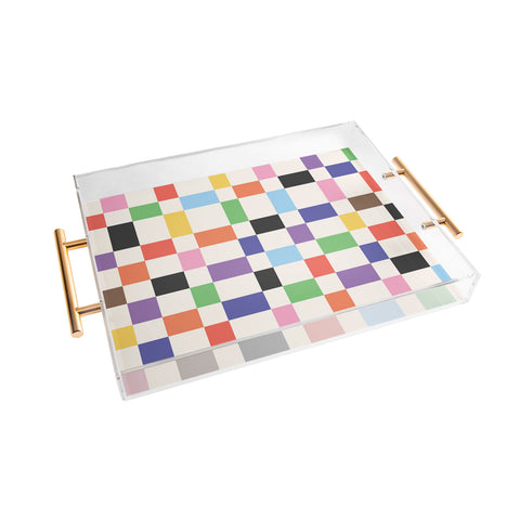 April Lane Art Rainbow Checkered Acrylic Tray