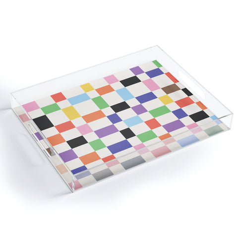 April Lane Art Rainbow Checkered Acrylic Tray