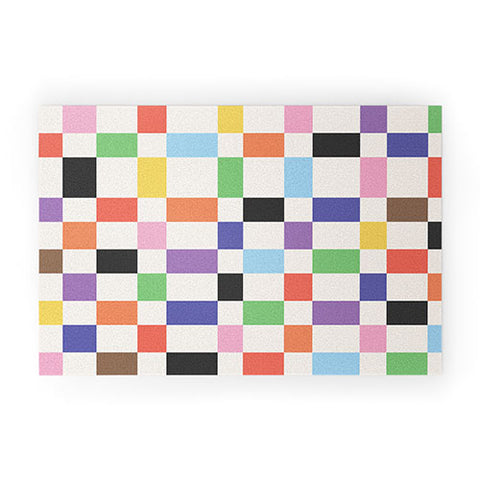 April Lane Art Rainbow Checkered Welcome Mat