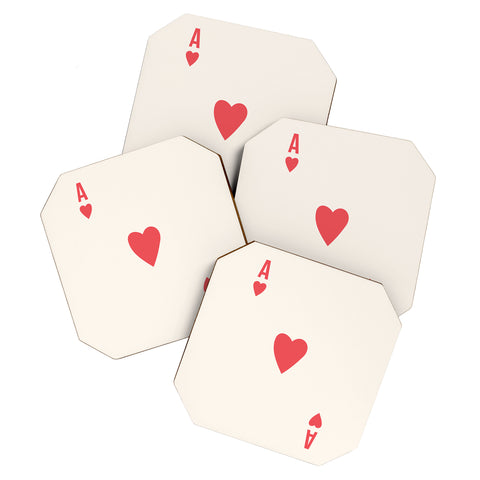 April Lane Art Red Ace of Hearts Coaster Set