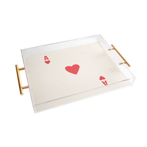 April Lane Art Red Ace of Hearts Acrylic Tray