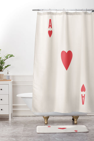 April Lane Art Red Ace of Hearts Shower Curtain And Mat