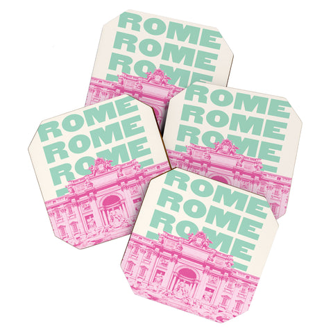 April Lane Art Rome Trevi Fountain Coaster Set