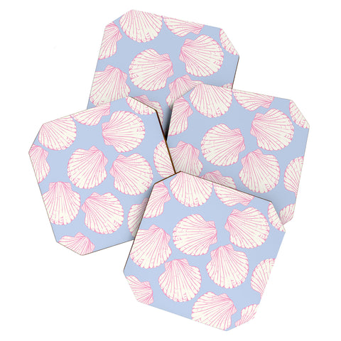 April Lane Art Seashell Pattern Coaster Set