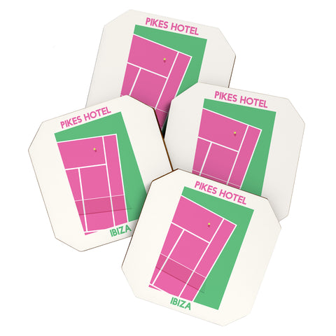 April Lane Art Tennis Court Ibiza Coaster Set
