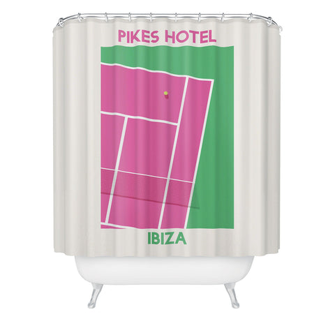 April Lane Art Tennis Court Ibiza Shower Curtain
