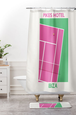 April Lane Art Tennis Court Ibiza Shower Curtain And Mat