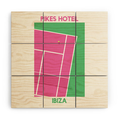 April Lane Art Tennis Court Ibiza Wood Wall Mural