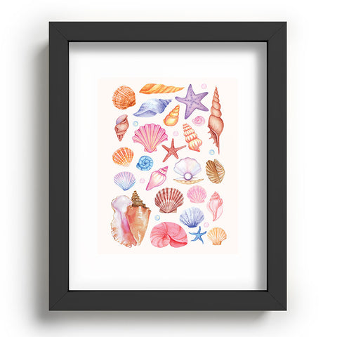 April Lane Art Watercolor Seashells Recessed Framing Rectangle
