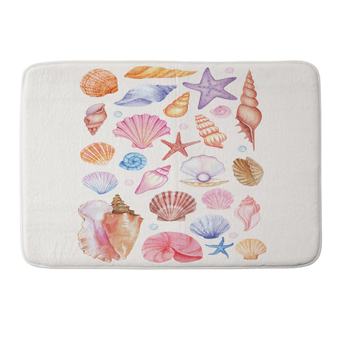 April Lane Art Watercolor Seashells Memory Foam Bath Mat