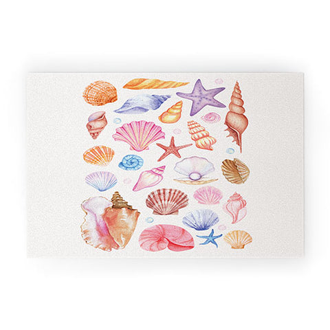 April Lane Art Watercolor Seashells Welcome Mat