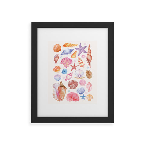 April Lane Art Watercolor Seashells Framed Art Print