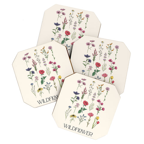 April Lane Art Wildflower I Coaster Set