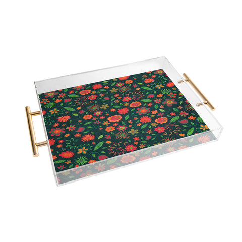 Arcturus Spring Florals Green Acrylic Tray