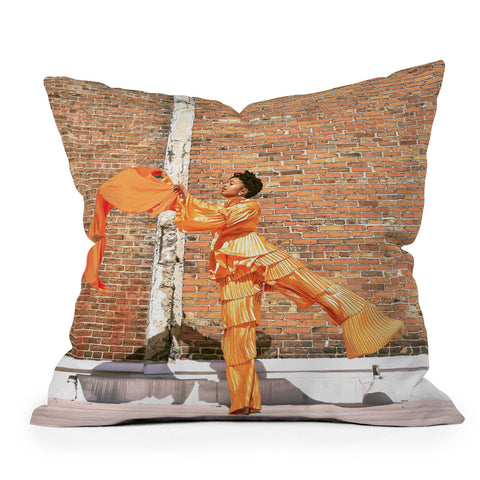 art by Taylor C. flow orange Outdoor Throw Pillow