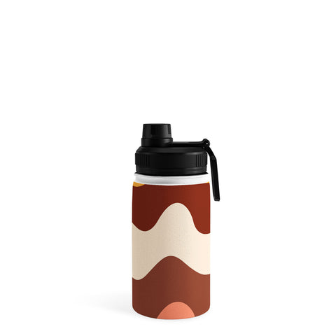 Art Heart Home and Fashion Retro Wavy Lines Red Pink Water Bottle
