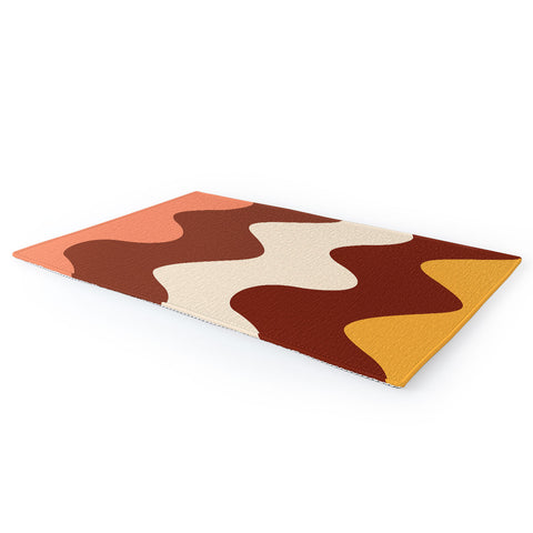 Art Heart Home and Fashion Retro Wavy Lines Red Pink Area Rug