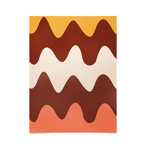 Art Heart Home and Fashion Retro Wavy Lines Red Pink Poster